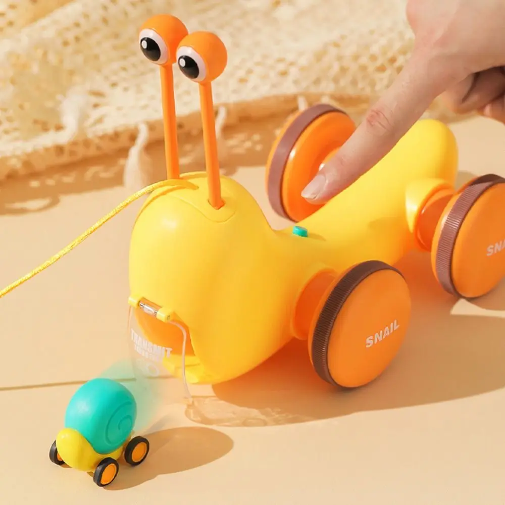 

Cute Baby Walker Pull String Snail Car Cartoon Pet with Music Drag Rope Snail Knock Interactive Pull-Along Snail For Children