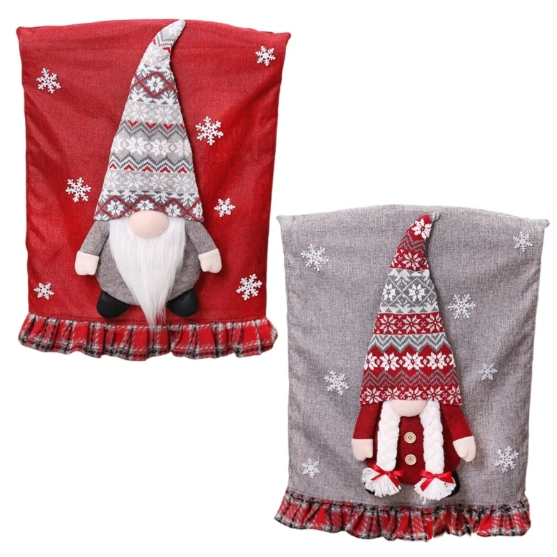 Christmas Chair Cover Face Less Santa Chair Back Cover Christmas Decoration