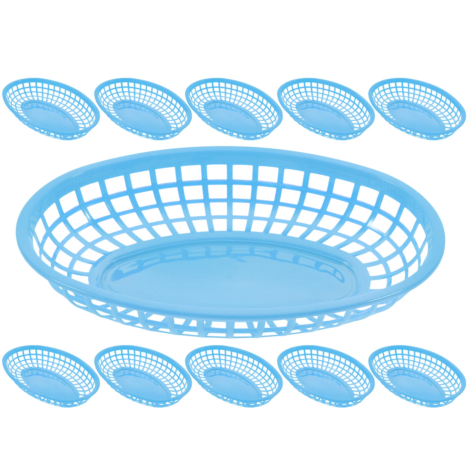 

12pcs Plastic Food Baskets Reusable Stackable Lightweight For Picnic Party Bbq Beach Ktv Home Restaurant Fast Food Storage