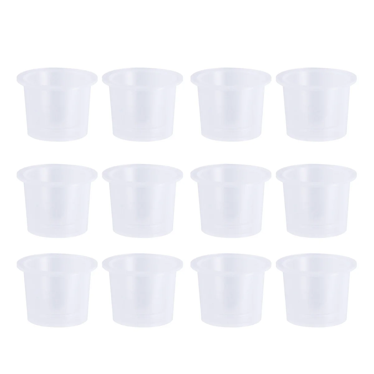 

100Pcs Ink Cups Clear Disposable Makeup Eyebrow Tattoo Pigment Containers 15mm Size L White Cups Supplies Kits