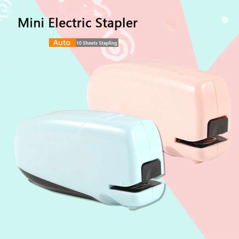 Portable Mini Electric Stapler Set Fit For Daily Office Is Suitable For School Office Family Students Blue