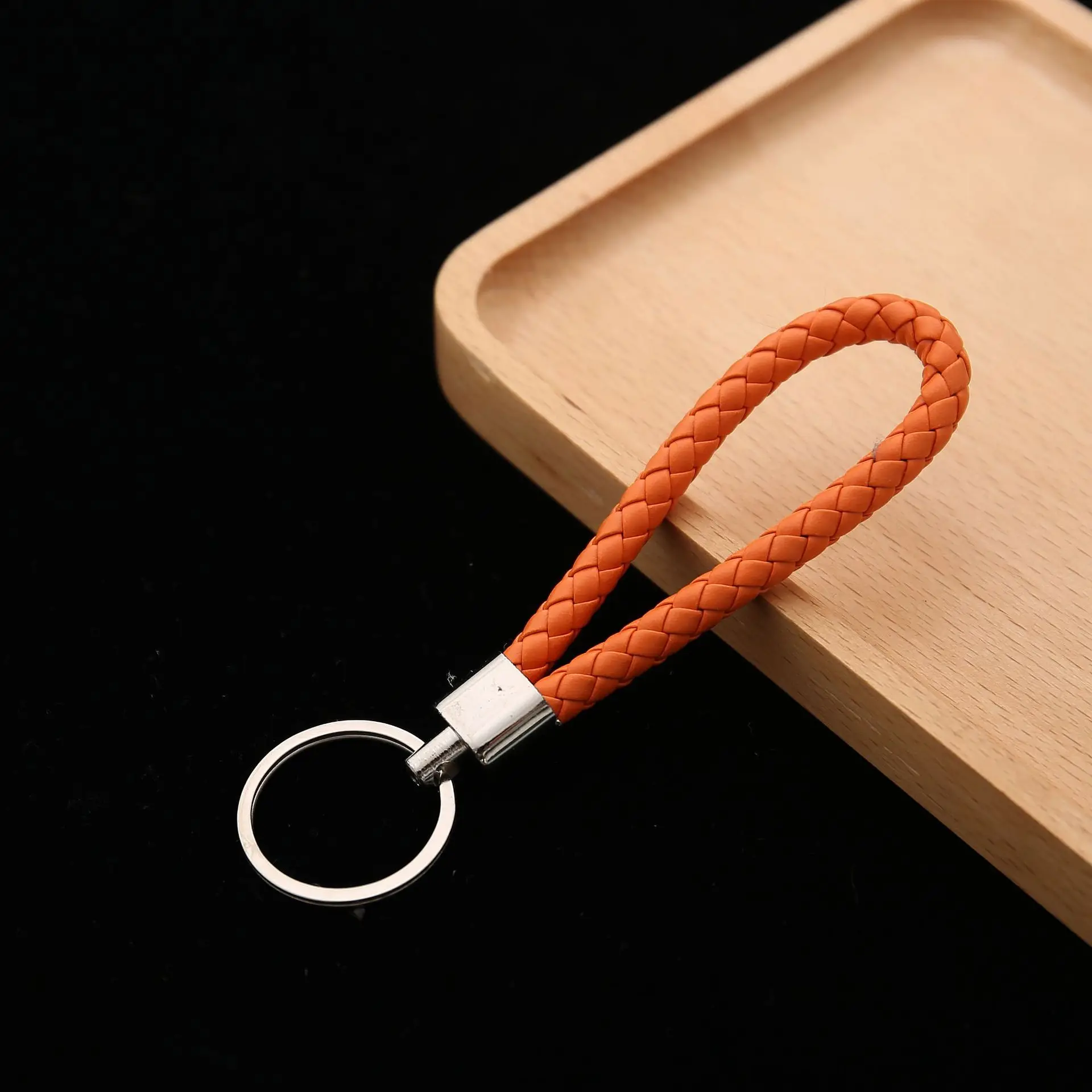 50pcs Colorful PU Leather Braided Keychains