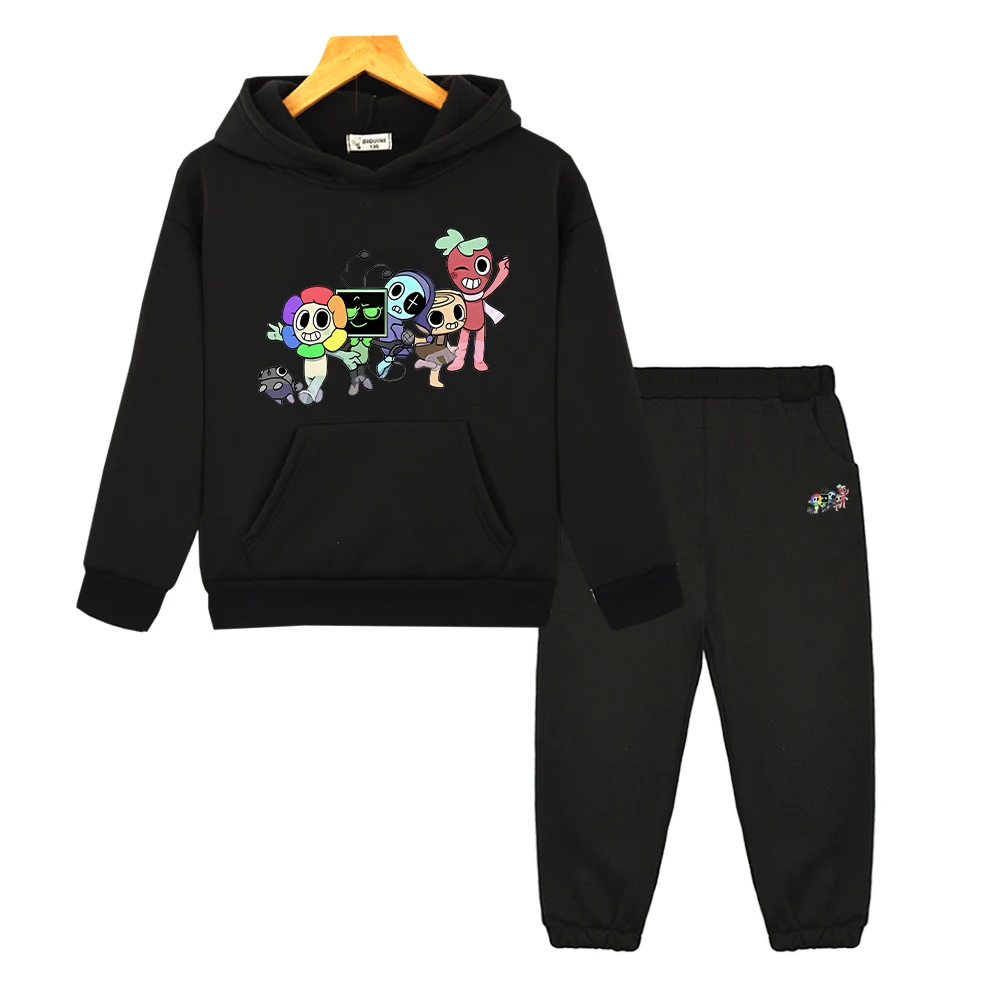 Dandys World anime hoodie Fleece sweatshirt Cartoon jacket boy girls Sports Hooded Sets 2pcs pullover+Pant kids boutique clothes