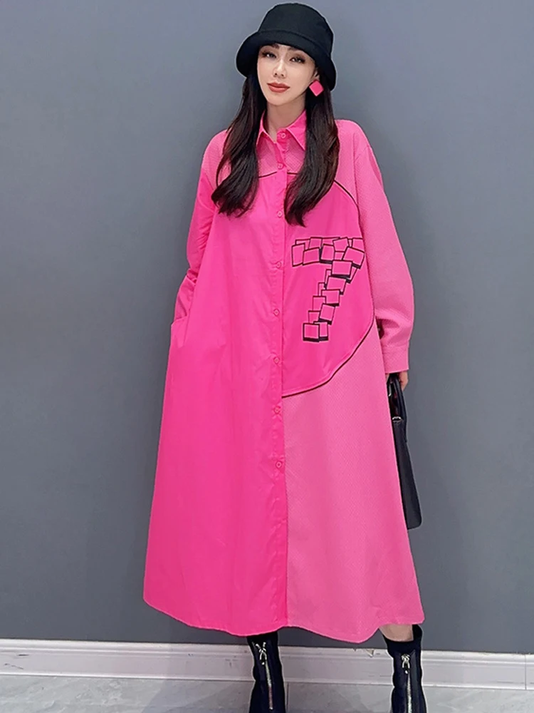 

Vefadisa 2024 весеннее новое платье длинная рубашка юбка сращенный принт литературный Досуг элегантный свободный размер женская одежда WXY126