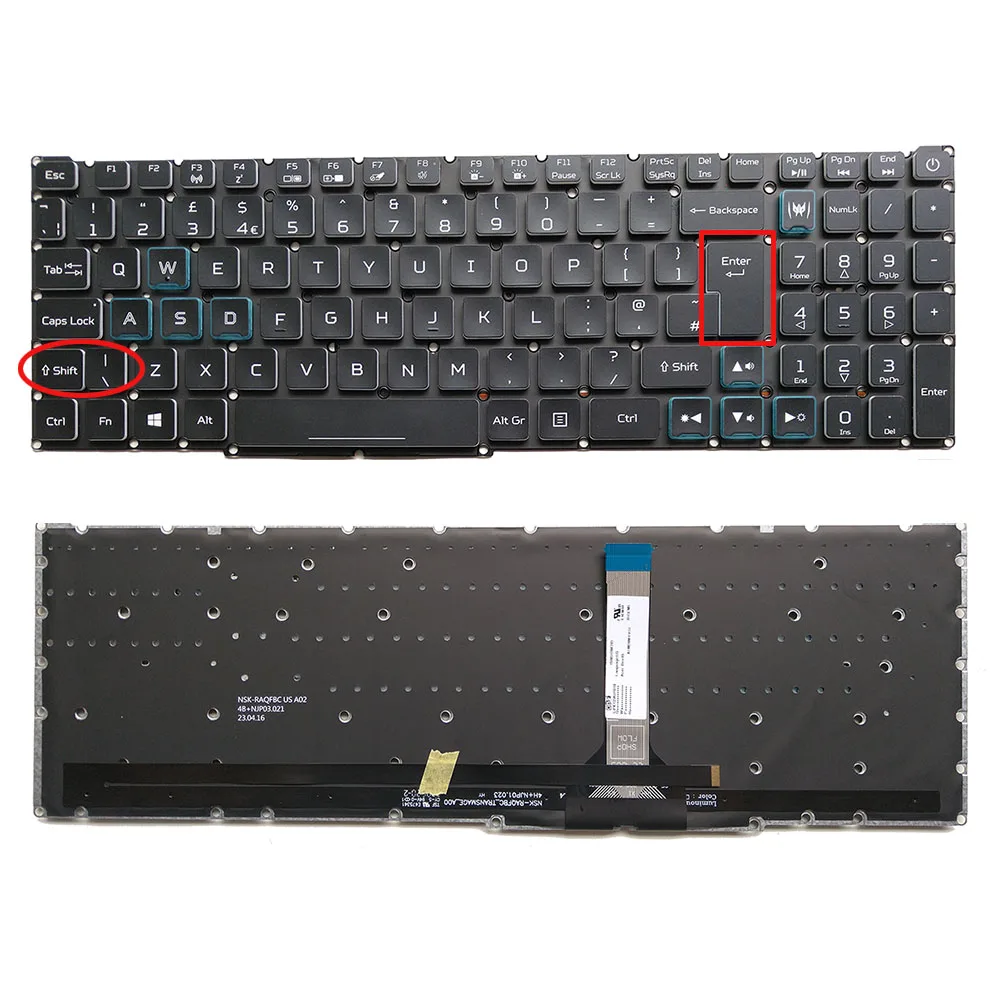 

UK RGB Backlit Keyboard for Acer Predator Helios Neo PHN16-71 PHN16-71-747H-UK Backlit