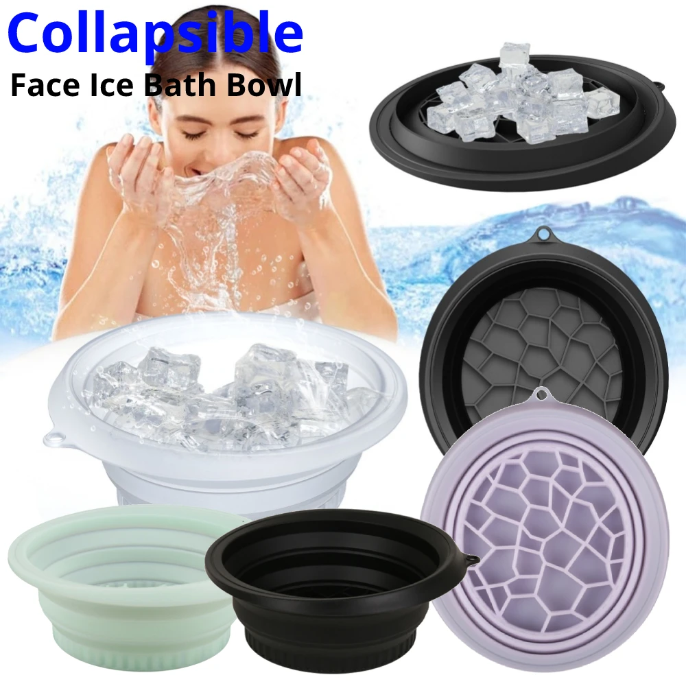 

Collapsible Silicone Face Ice Bath Bowl Portable Facials Washbasin Household Face Ice Wash Bowl Bath Cold Plunge Foldable Basin
