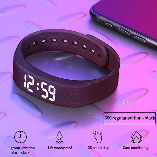 Imagen 2 del producto Pulsera multifuncional inteligente T5, pulsera de Fitness IP65, resistente al agua, LED deportivo, rastreador de actividad y sueño, reloj inteligente podómetro