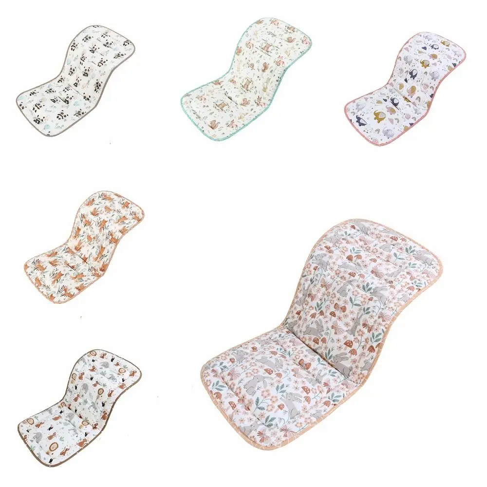 Washable Soft Baby Stroller Cushion Comfortable Cotton Baby Pram Seat Mat Breathable Cartoon Printed Dining Chair Cotton Pad