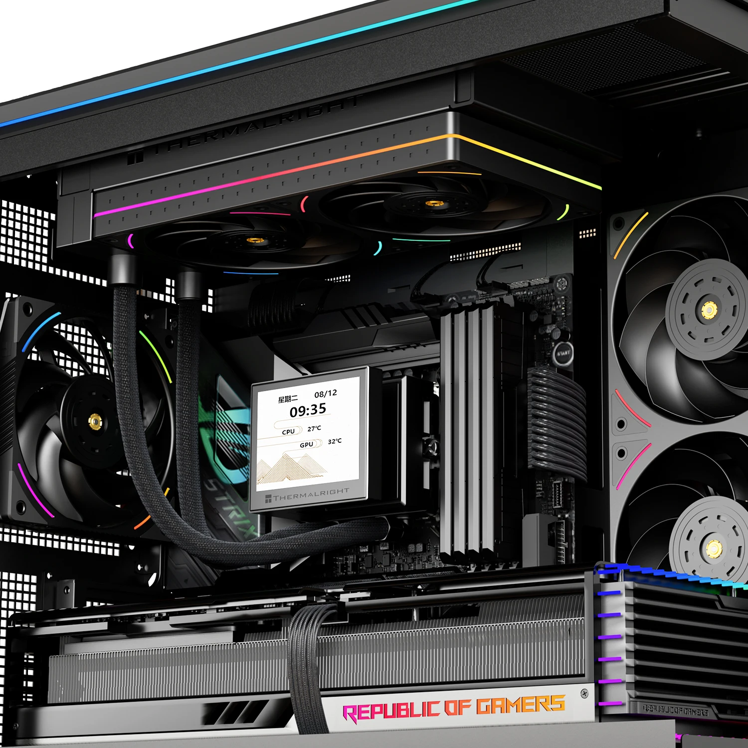 مروحة هيكل الكمبيوتر، 2 في Thermalright TL-UB24R 1 ARGB عالية الأداء/تقليل الضوضاء LCP/2150 دورة في الدقيقة/مروحة تبريد وحدة المعالجة المركزية