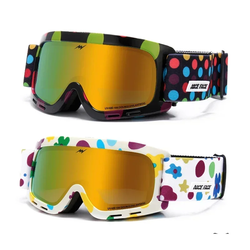 New Winter Anti-fog Girl Ski Mask Baby Boy Ski Glasses Double Lens Sport Children Snowboard Goggle Magnetic Kids Snow Sunglass