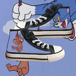 Echte Bilder Tom und Jerry Katze und Maus plus Größe gebrandmarkt Studentinnen weiches Mädchen Kinder Leinwand Schuhe Kinder Skates chuhe