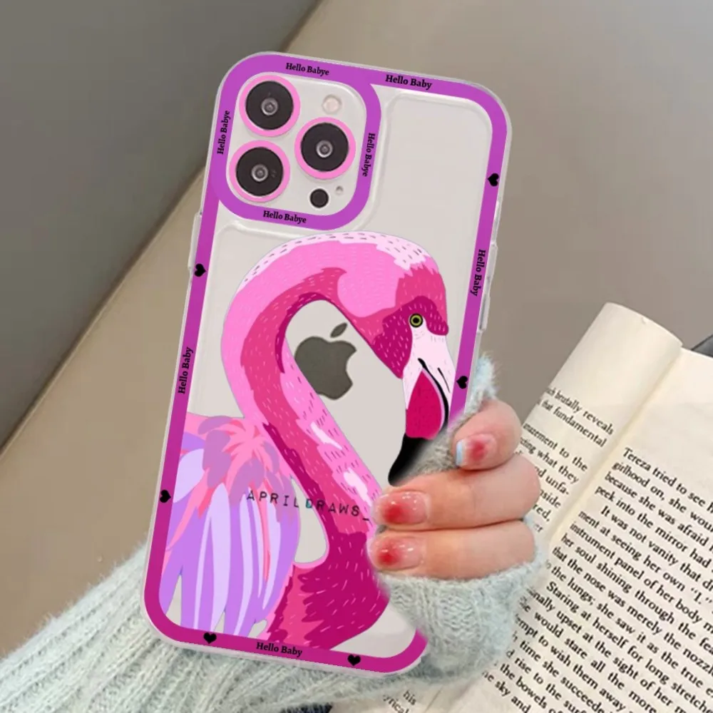 Pink Fantasy Flamingos Phone Case For Samsung S 20 21 22 23 lite plus ultra Clear Mobile Cover Funda