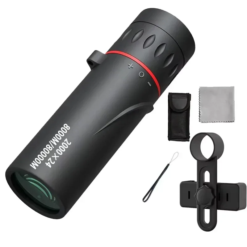 2000x24 HD Mini Portable Monocular Telescope Waterproof Low Light Vision For Outdoor Camping Climbing Bird Watching