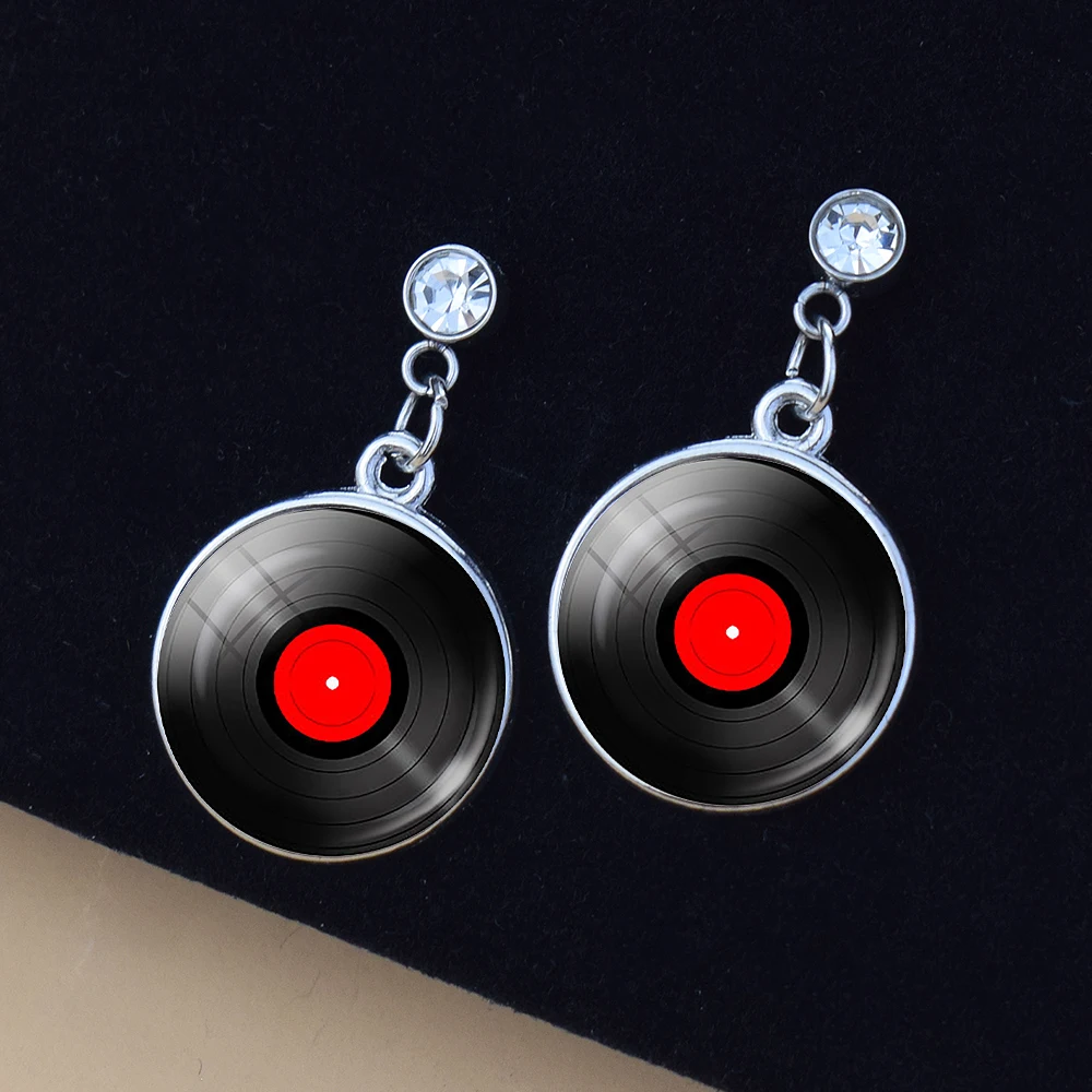 Musical Instrument Glass - Pendientes de diamantes de imitación brillantes