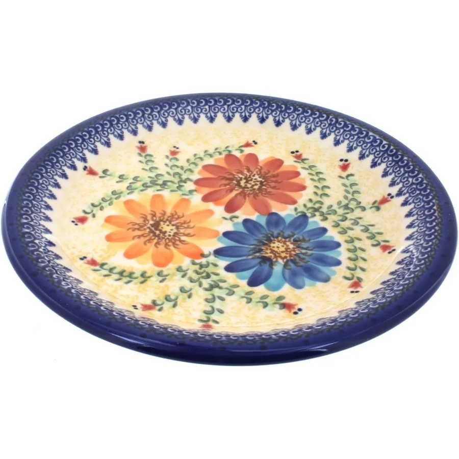 

Blue Rose Polish Pottery Orange Autumn Burst Dinner Plate 10" Diameter Great for Everyday Dining Casual Dining or as Formal Din