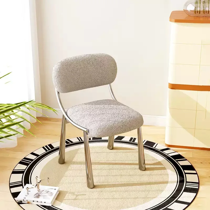 Medieval flannel dining chair French home soothing modern metal frame chair simple