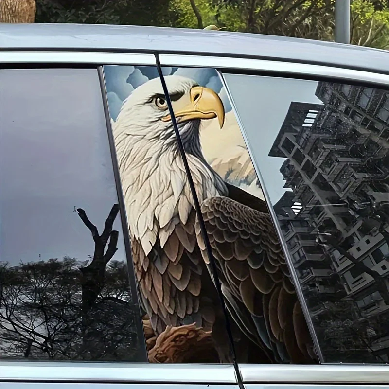 2-Pack Vinyl Bald Raptor Middle Post Decal Stickers, Self-Adhesive B-Post Protective Film
