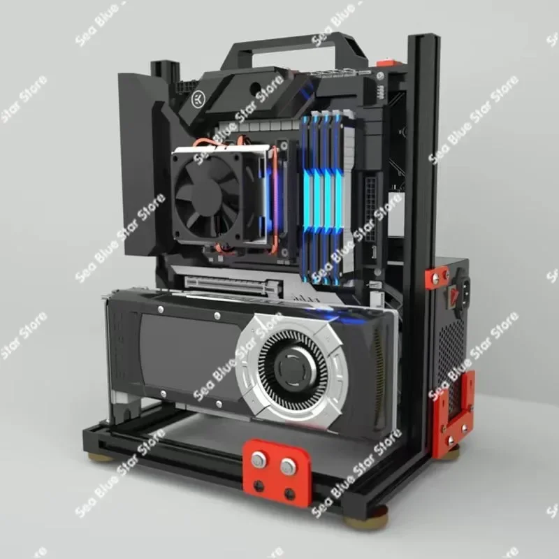

Computer, Open Chassis Rack Large Plate Aluminum Alloy Creative Personality Desktop Air Cooled Matx All Aluminum ITX