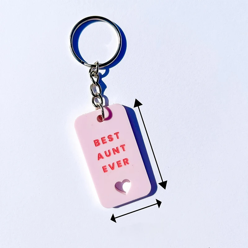 Customizable Acrylic Keychain Heart Hollow Rectangle Key Custom Tag Personalized Name Text Keyring Gift Bag Accessories Pendant