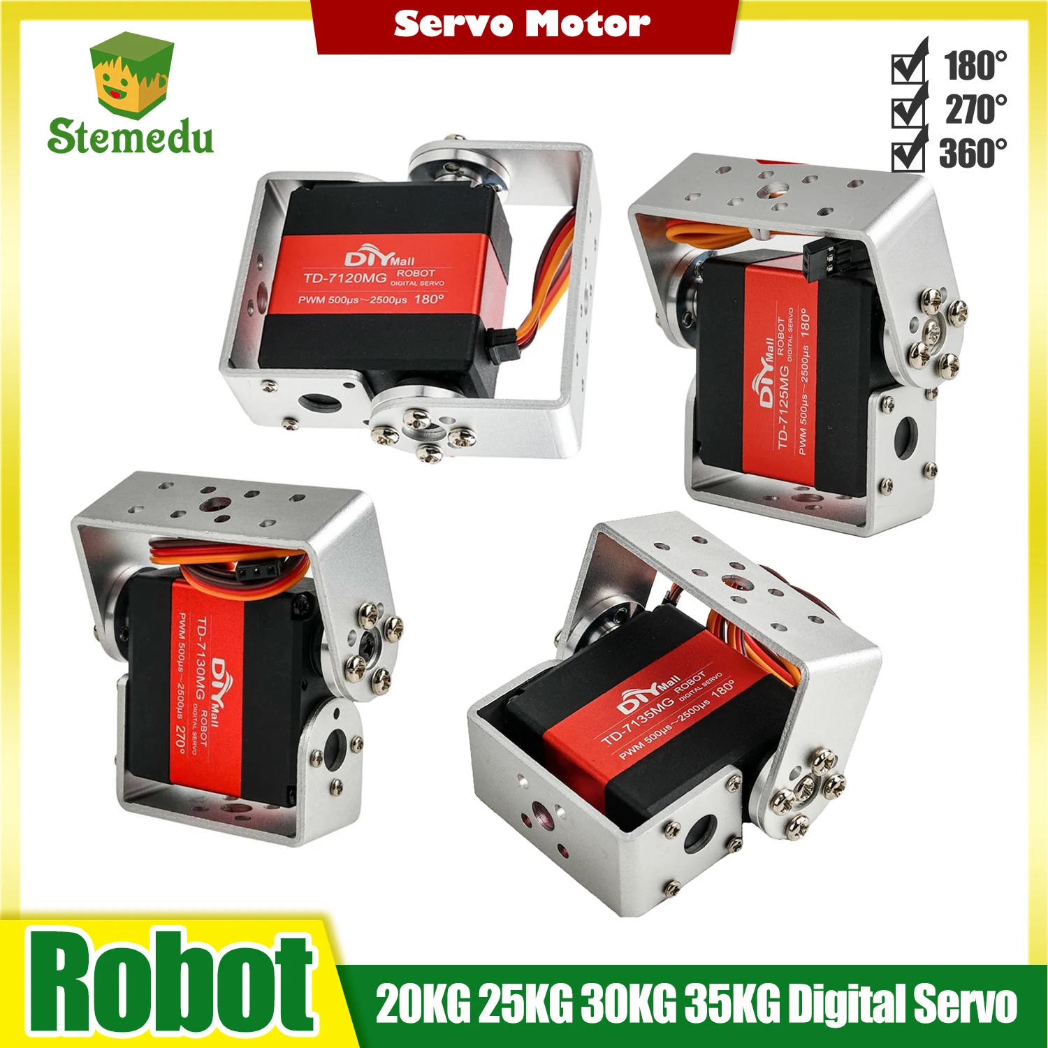 Servo Robot RC double axe 15KG 20KG 25KG 30KG 35KG, servomoteur numérique à couple élevé 4.8V 8.4V, contrôle d'angle brossé 180 et 270