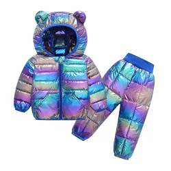 Children Down Jacket Winter Girls Warm Clothes Sets Kids Thicken Snowsuits 2 pcs Down Clothing Boys Windproof Outwear 1-4Years