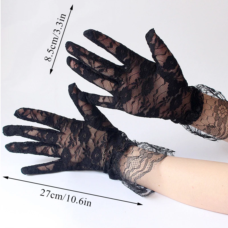 1 Pair Bridal Gloves Wrist Length Floral Gloves Sunscreen Driving Gloves Sheer Short Lace Gloves Vintage Sheer Short Lace Gloves