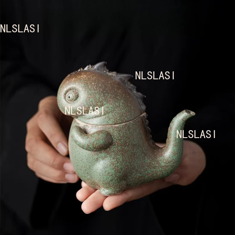 230ml Dinosaur Cute Teapot Ceramic Small Capacity Teapot Kiln Transmutation Large Capacity Hand-held Pot Home Kung Fu Tea Set