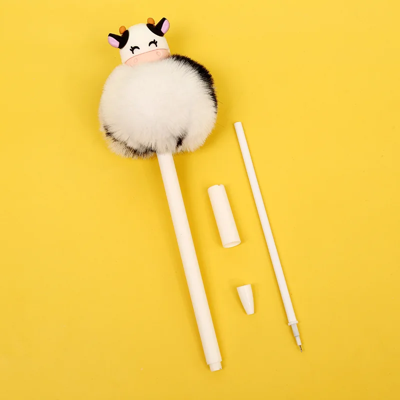 16 Piece Cute Plush Cow Gel Pen Creative Press Office Gift School Supplies Stationery Kawaii Funny Pens