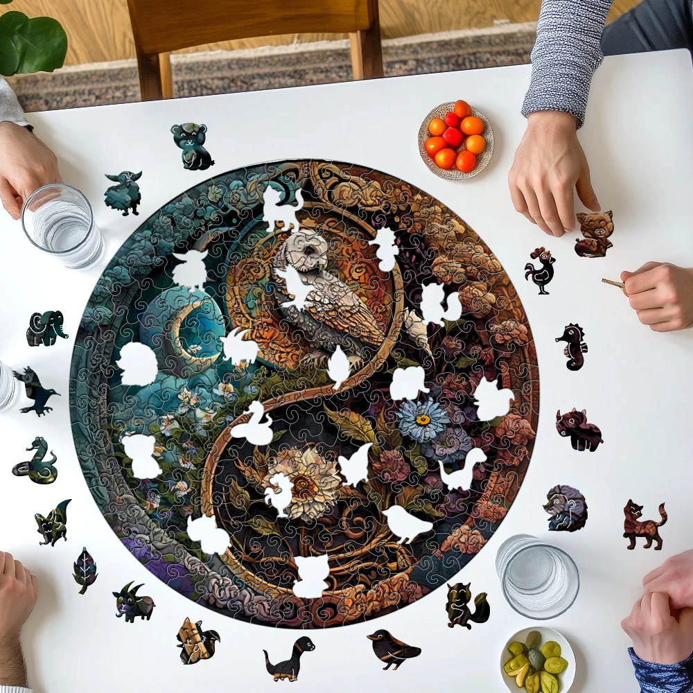 Wooden Puzzle for Adults, Cat Wooden Jigsaw Puzzles for Adults, Unique Animal Shape Wood Cut Puzzles for Family Friends Gifts