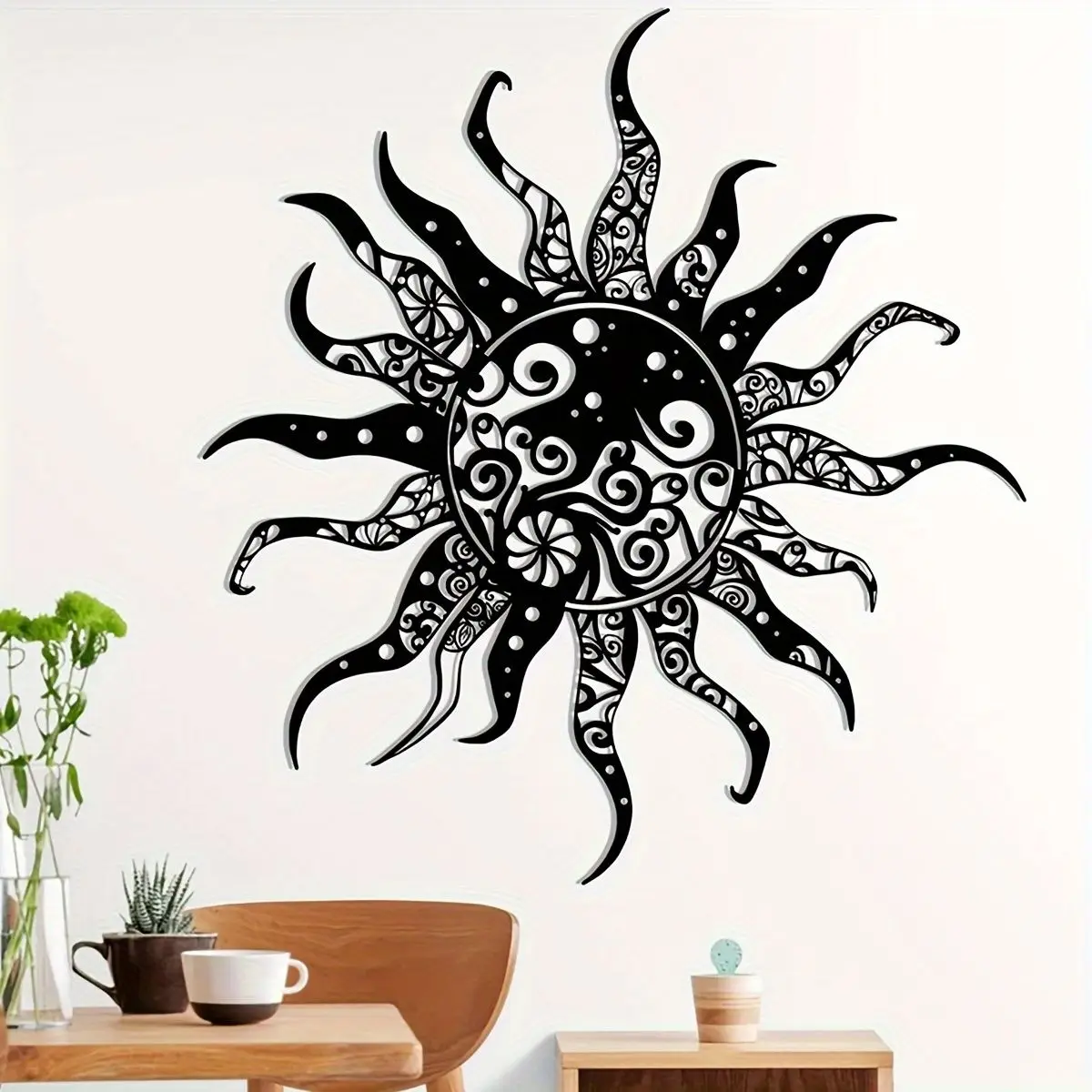 CIFBUY Iron Art Metal Wall Decor Celtic Sun Moon Sculpture For Home Garden Meditation Hanging Ornament Display