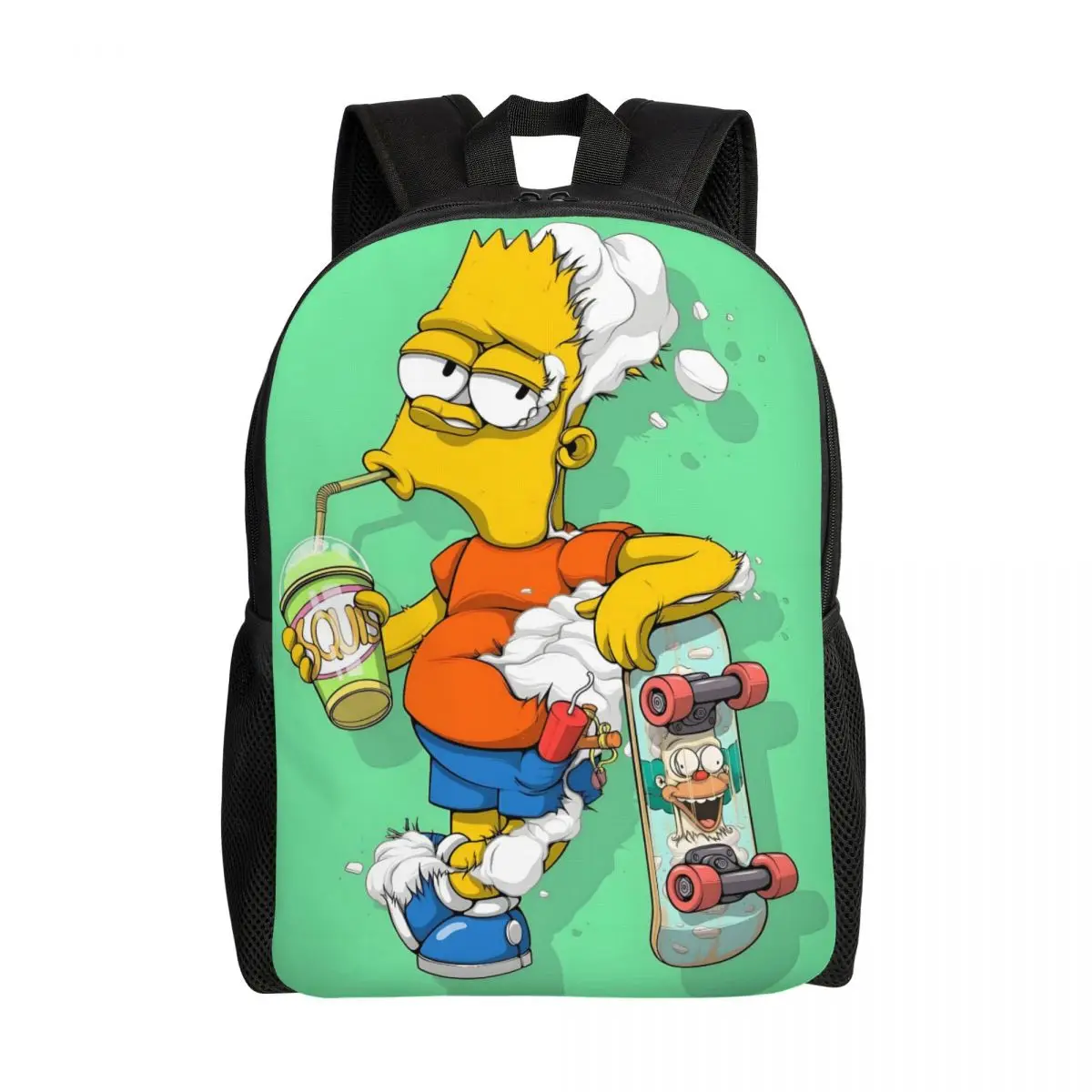 

Custom Bart Simpsons Skate Backpack for Men Women School College Students Bookbag Fits 15 Inch Laptop Cartoon Bags