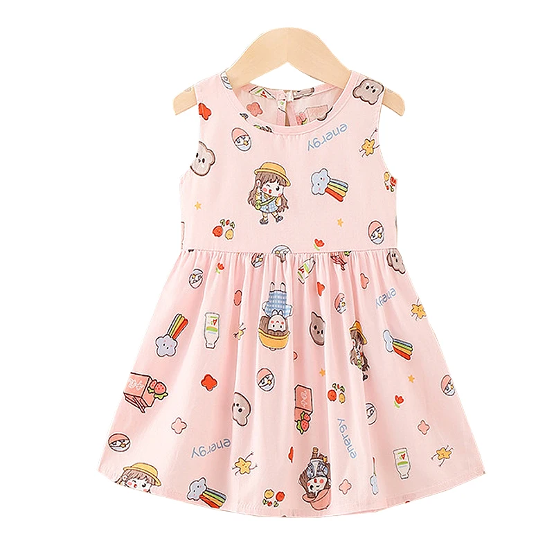 Sleeveless Cotton Girls Dress Toddler Girls Baby Summer Dresses Little Girls Children Dress Summer Girls Dress Kids