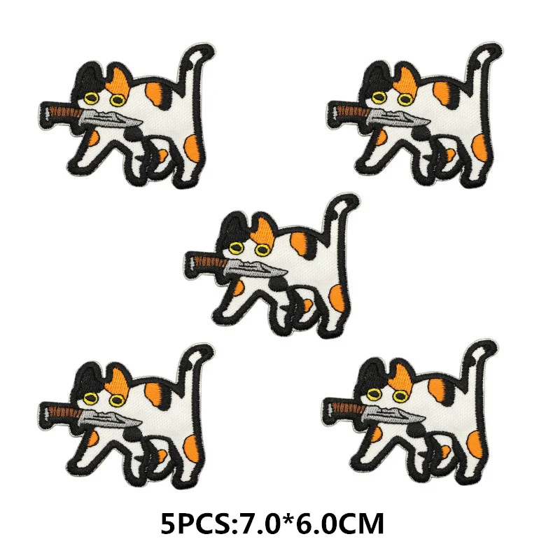 5 teile/los Cartoon Katze Applique Stickerei Patches Für Kleidung Aufkleber DIY Tier Patch Eisen Auf Patches Auf Kleidung – Detail 6
