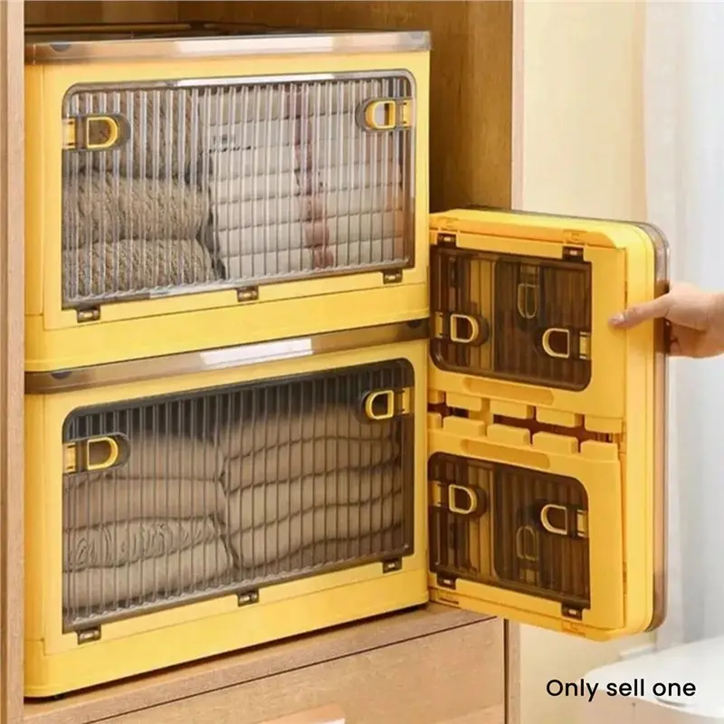 صندوق تخزين قابل للطي موديل 2025 مع عجلات سعة كبيرة وشفاف وقابل للتكديس ومقاوم للماء منظمة منزلية C