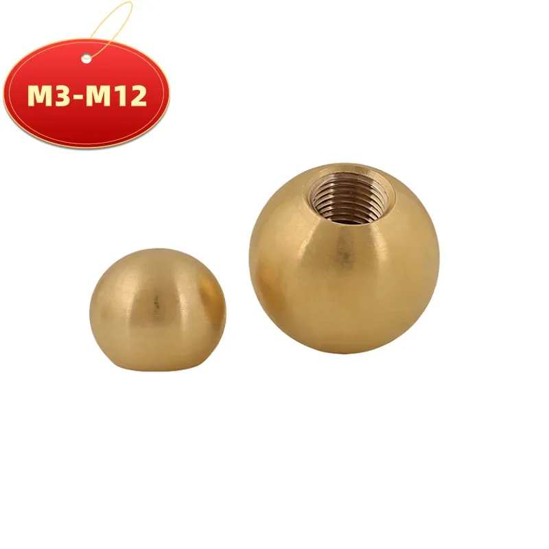 1-10pcs Dia M3M4M5M6M10M12 Spherical Thread Pure Brass  Copper Solid Ball Nut perforated round with thread Hole Blind  decorate