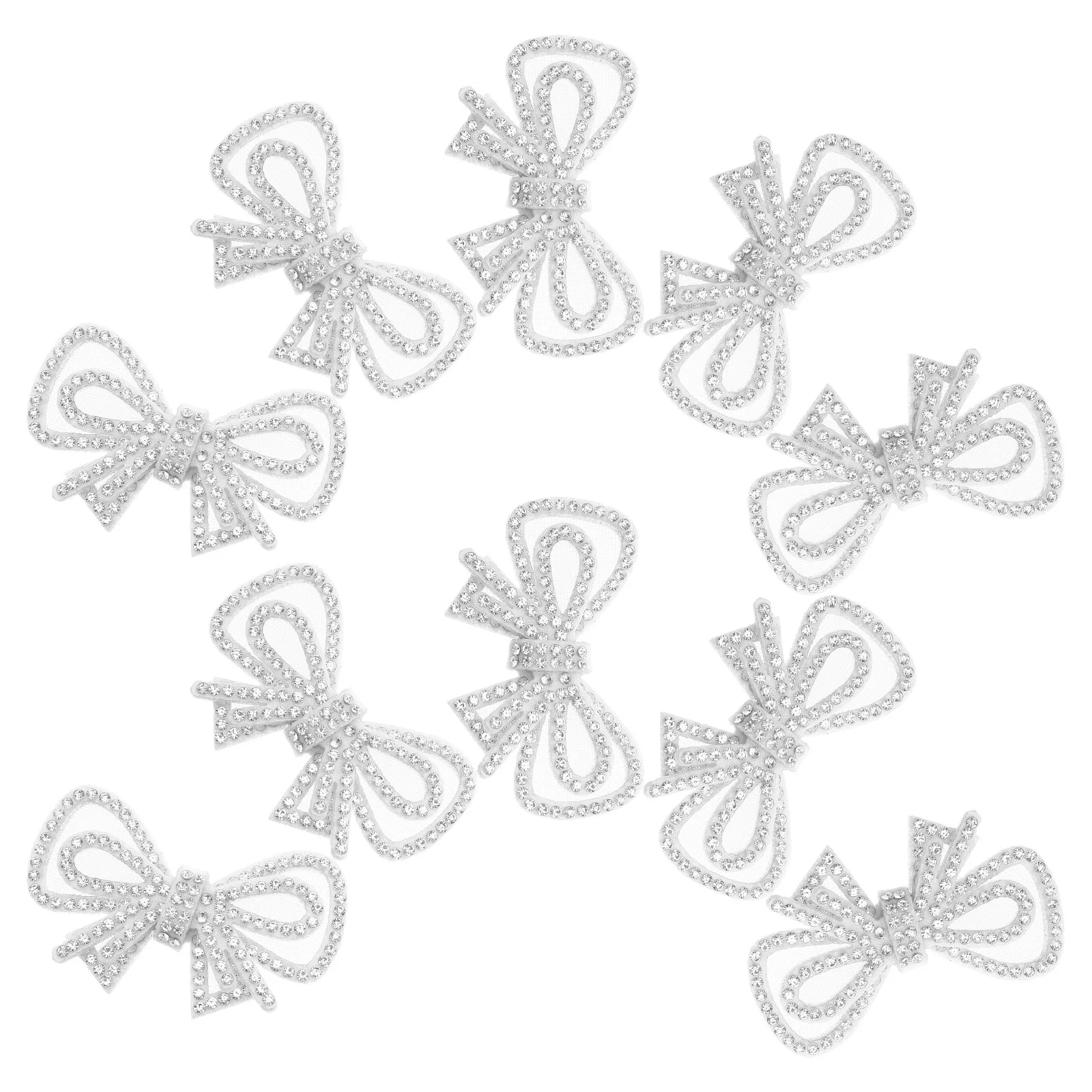 

10pcs Butterfly Knot Fabric Patches Glitter Bow Iron-On Rhinestone Applique Sparkling Embroidered Diy Decoration For Clothing