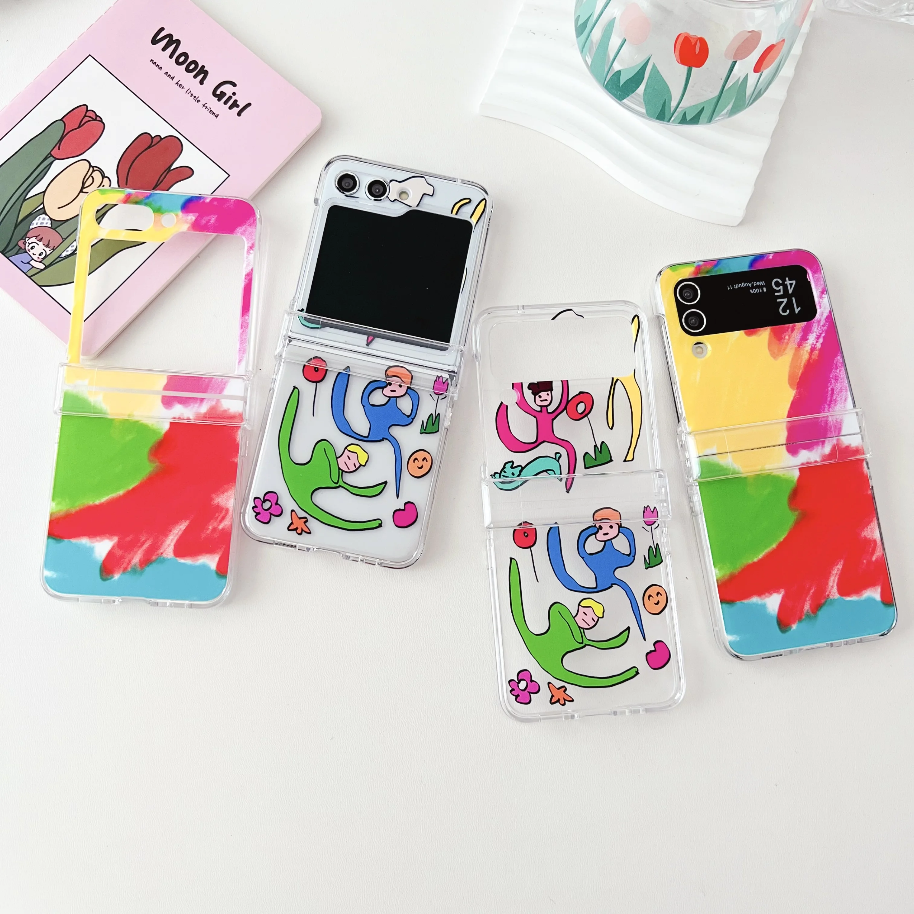 Cartoon dance pattern suitable for Samsung Galaxyz Z Flip6 phone case ZFlip5 4 3 foldable screen protective case anti drop shell