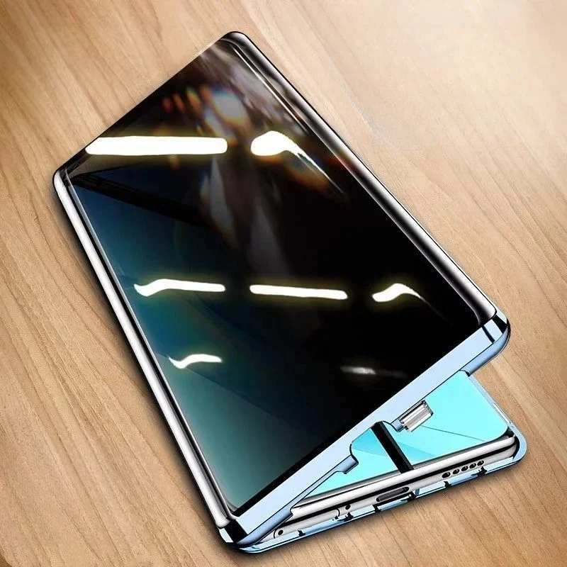 엿보기 방지 보호 양면 강화 유리 케이스, Honor Magic 5 6 7 Pro용, 메탈 마그네틱 커버, 휴대폰 케이스 쉘