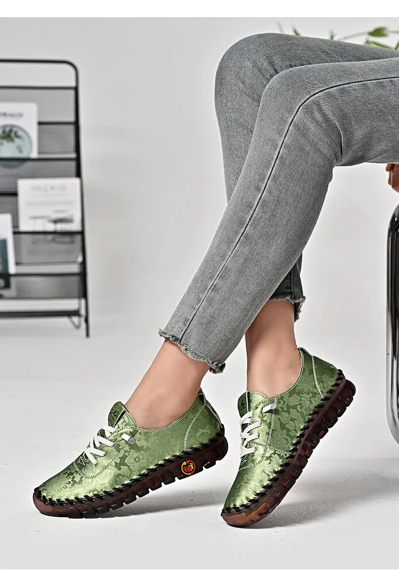 New Unique Oxford Shoes 43 44 Women's Split Leather Loafers Woman Orthopedic Moccasins Mother Designer Laced Daily Walking Flats