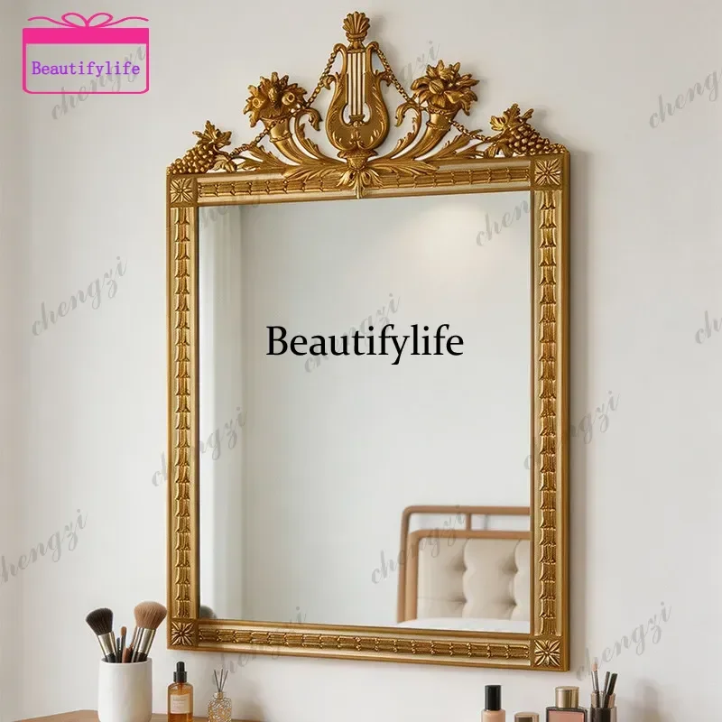 LD European court style carved decorative mirror high-end wall-mounted light luxury makeup mirror