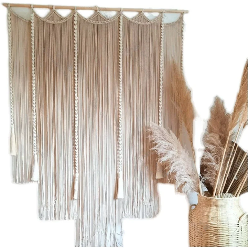 Nordic Style Handwoven Tassel Tapestry Outdoor Wedding Large Background Cloth Living Room Pure Color Home Decorative Hanging ...