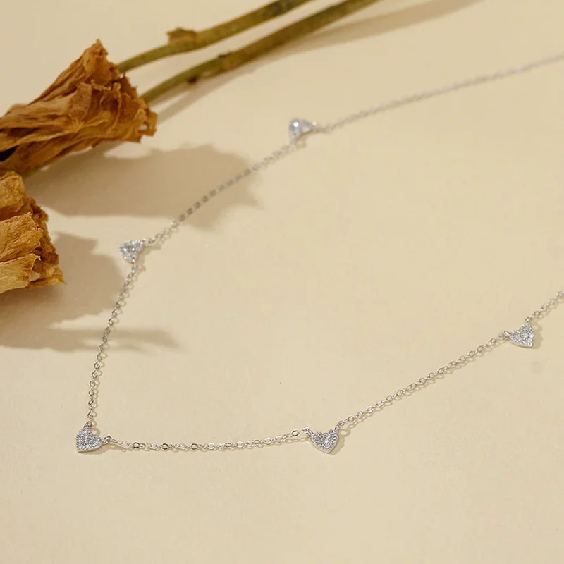 

S925 sterling silver women's necklace with gold-plated zircon heart-shaped splicing, popular fashion jewelry, party accessories