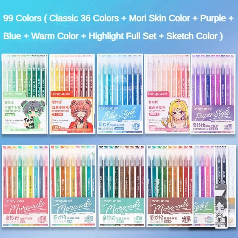 198/6 Uds Morandi bolígrafo de Gel colorido marcador de notas para estudiantes cuaderno pintura Graffiti bolígrafo de Color papelería suministros escolares de oficina