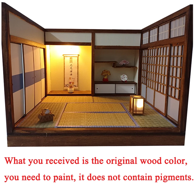 1/12 Ob11 Bjd Doll House Japanese Constructor Miniature Building Kits Dollhouse With Furniture Light DIY Cottage Casa Toys Gifts