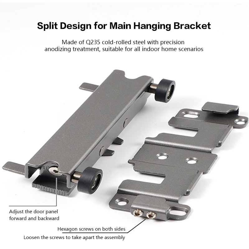 Premium Floor To Ceiling Trackless Ghost Door Hardware Kit With Double Soft Close Buffer For Aluminum Frame Sliding Door