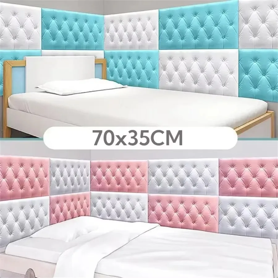 3D Wall Stickers Wallpaper Self-adhesive Thicken Tatami Anti-collision Wall Mat Pad Bedroom Living Room Waterproof DIY Decor