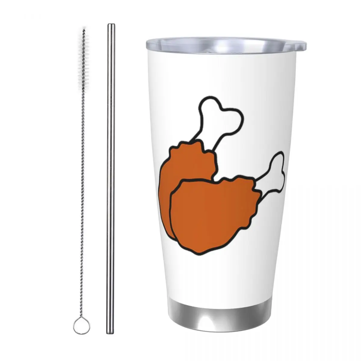 

Cute Fried Chicken Legs Stainless Steel Tumbler Vacuum Insulated Mug Thermal Cold Cups Straw With Lid 20oz