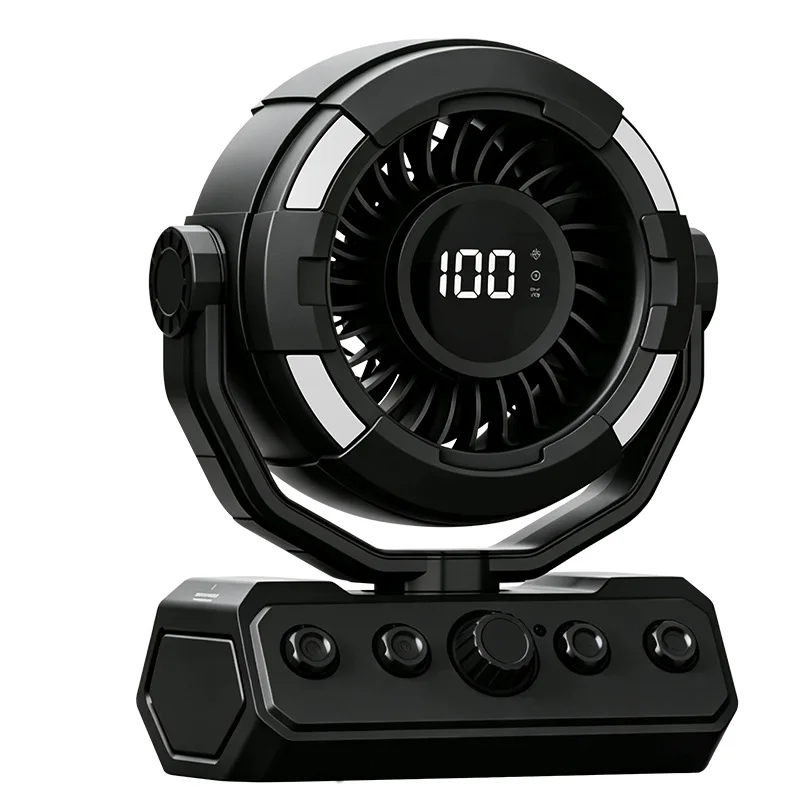 2026 new outdoor camping multi-function desktop fan lighting long battery life explosion wind portable