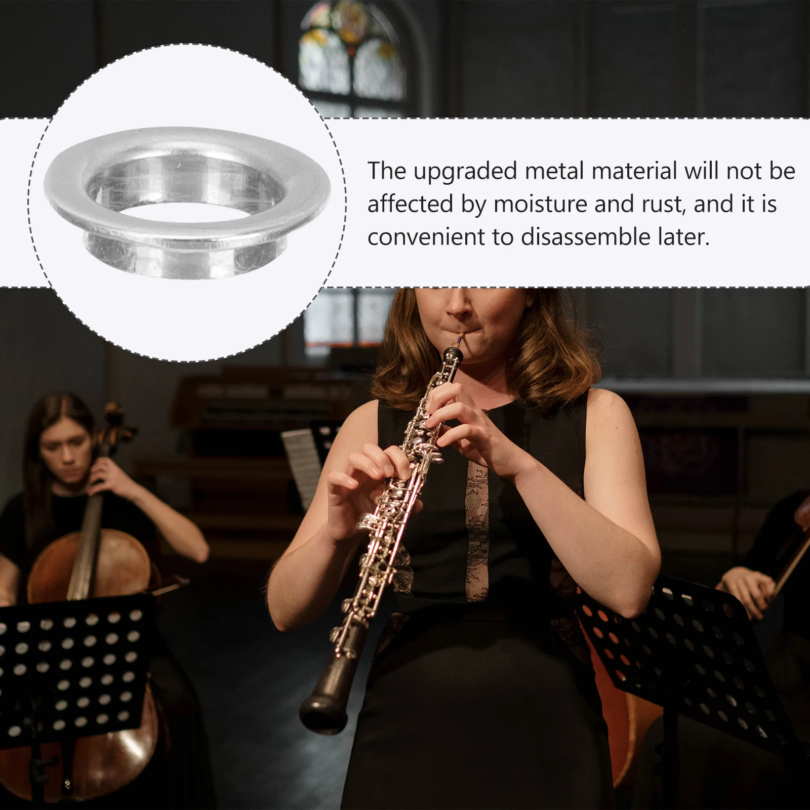 

2pcs Pad Cup Sleeves Premium Nickel Plated Brass Replacement For 16-Hole 17-Hole Flute Durable Lightweight Compact Smooth Edge
