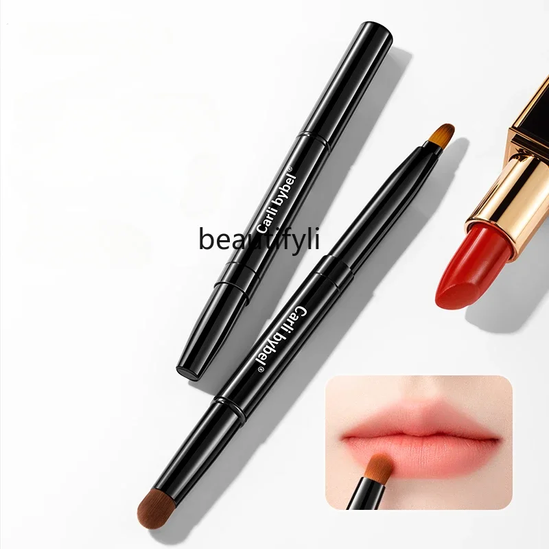 

Double Head Lipstick Brush Retractable Portable Round Head Smudge Mini Covered Makeup Artist Lip Liner